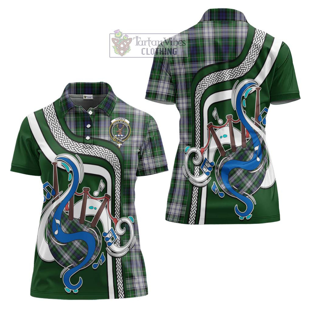 Forbes Dress Tartan Women's Polo Shirt with Epic Bagpipe Style Women - Tartanvibesclothing Shop