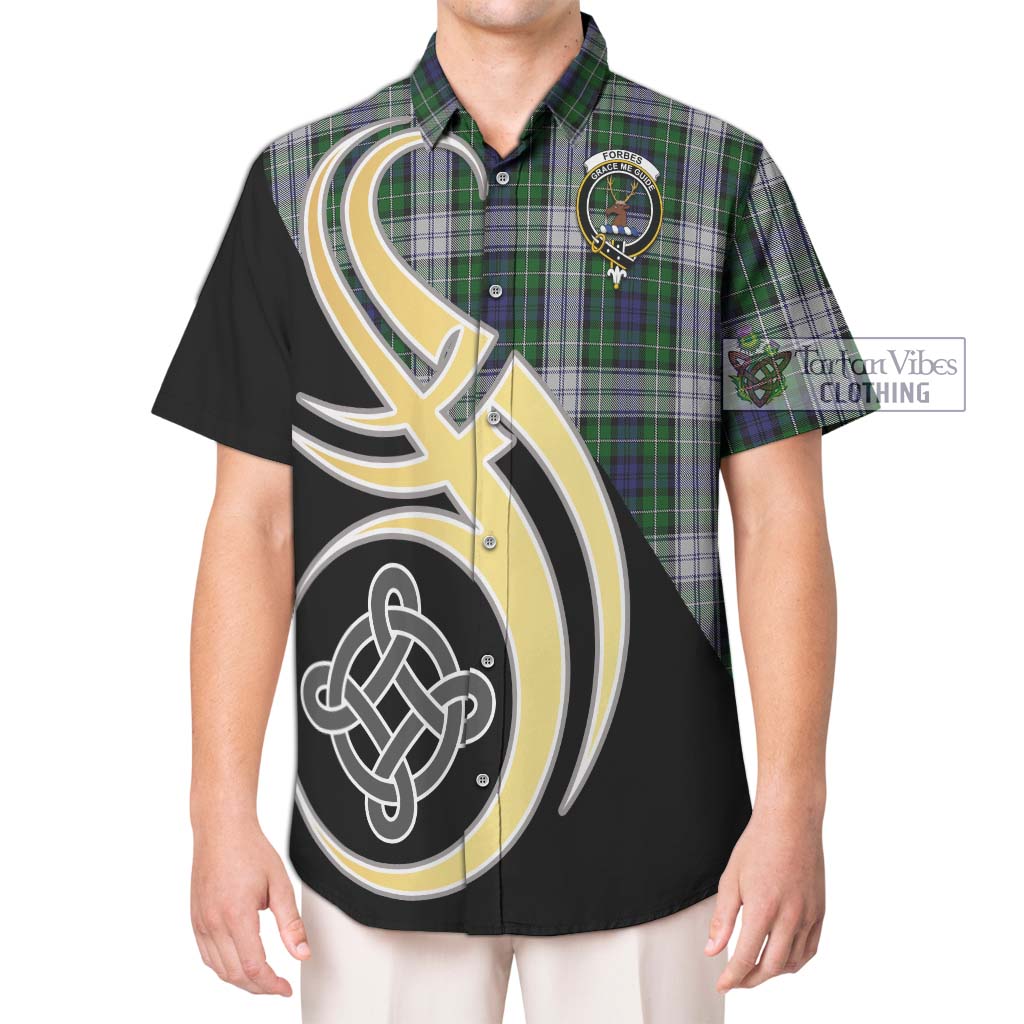 Forbes Dress Tartan Short Sleeve Button Shirt with Family Crest and Celtic Symbol Style Kid - Tartan Vibes Clothing