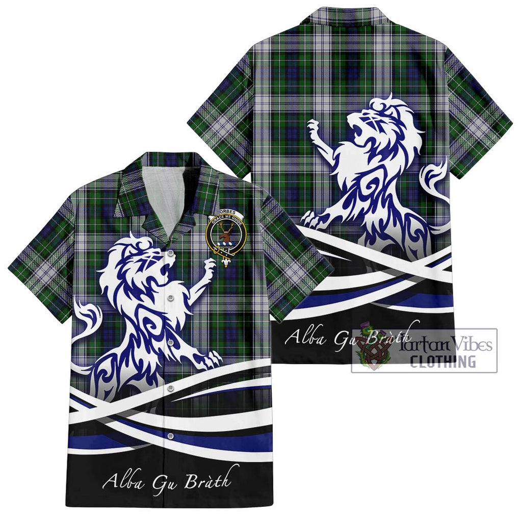 Forbes Dress Tartan Short Sleeve Button Shirt with Alba Gu Brath Regal Lion Emblem Kid - Tartanvibesclothing Shop