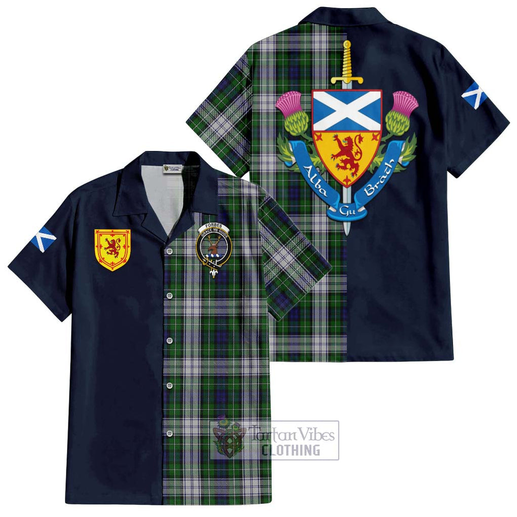 Tartan Vibes Clothing Forbes Dress Tartan Short Sleeve Button Shirt with Scottish Lion Royal Arm Half Style