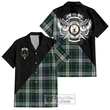 Forbes Dress Tartan Short Sleeve Button Shirt with Family Crest and Military Logo Style