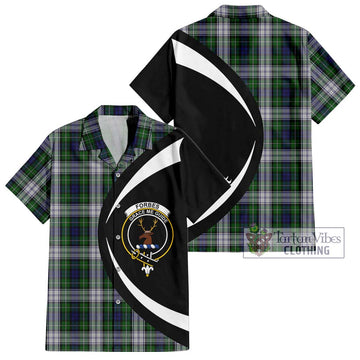 Forbes Dress Tartan Short Sleeve Button Up with Family Crest Circle Style