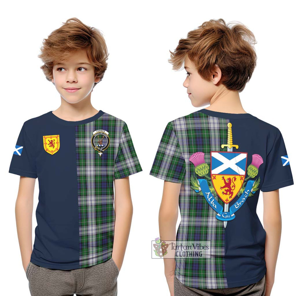 Tartan Vibes Clothing Forbes Dress Tartan Kid T-Shirt with Scottish Lion Royal Arm Half Style