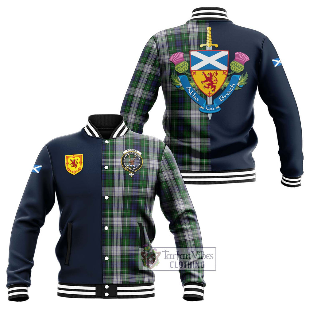 Tartan Vibes Clothing Forbes Dress Tartan Baseball Jacket with Scottish Lion Royal Arm Half Style