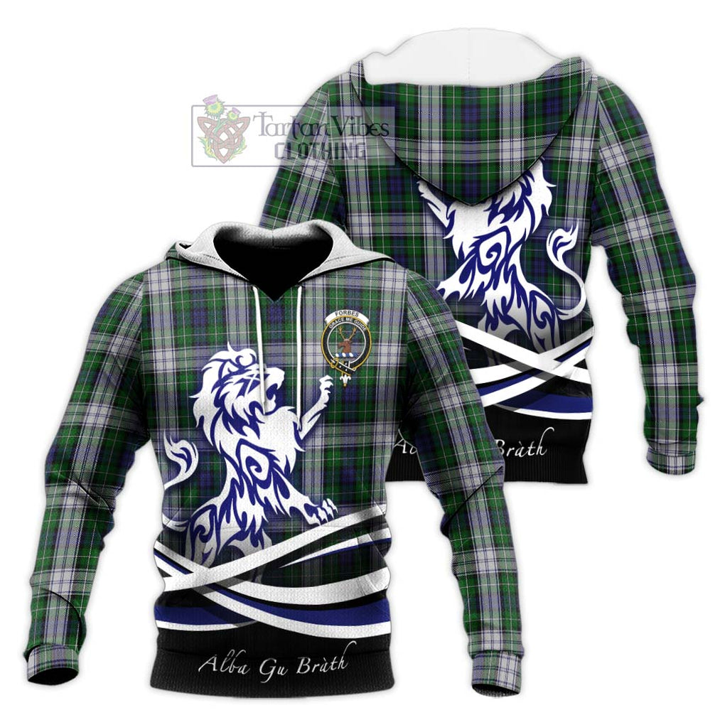 Forbes Dress Tartan Knitted Hoodie with Alba Gu Brath Regal Lion Emblem Unisex Knitted Pullover Hoodie - Tartanvibesclothing Shop