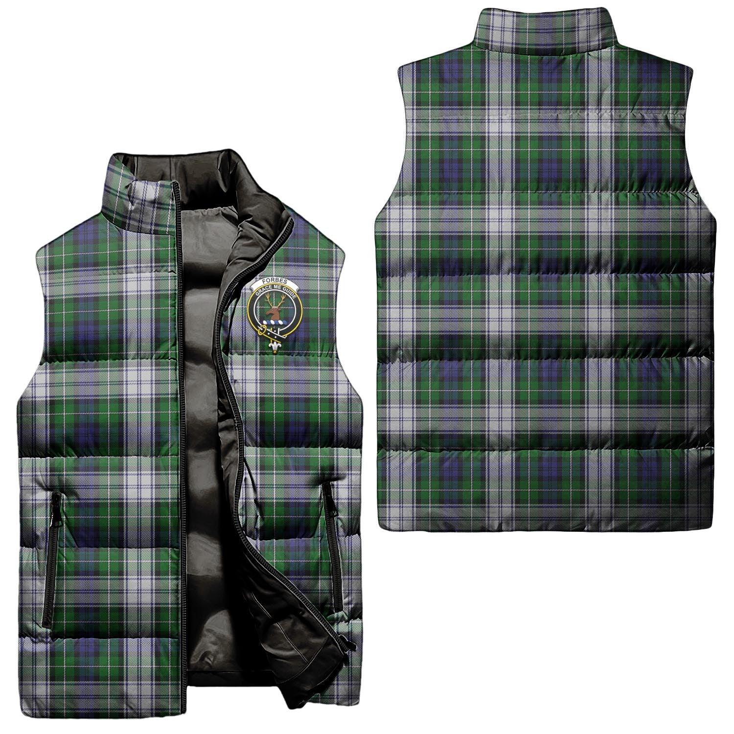 Forbes Dress Tartan Sleeveless Puffer Jacket with Family Crest Unisex - Tartanvibesclothing