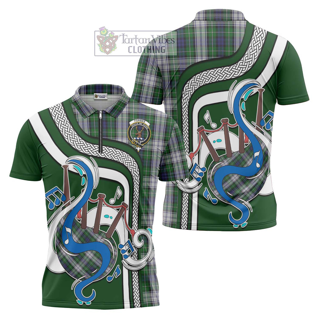 Forbes Dress Tartan Zipper Polo Shirt with Epic Bagpipe Style Unisex - Tartanvibesclothing Shop