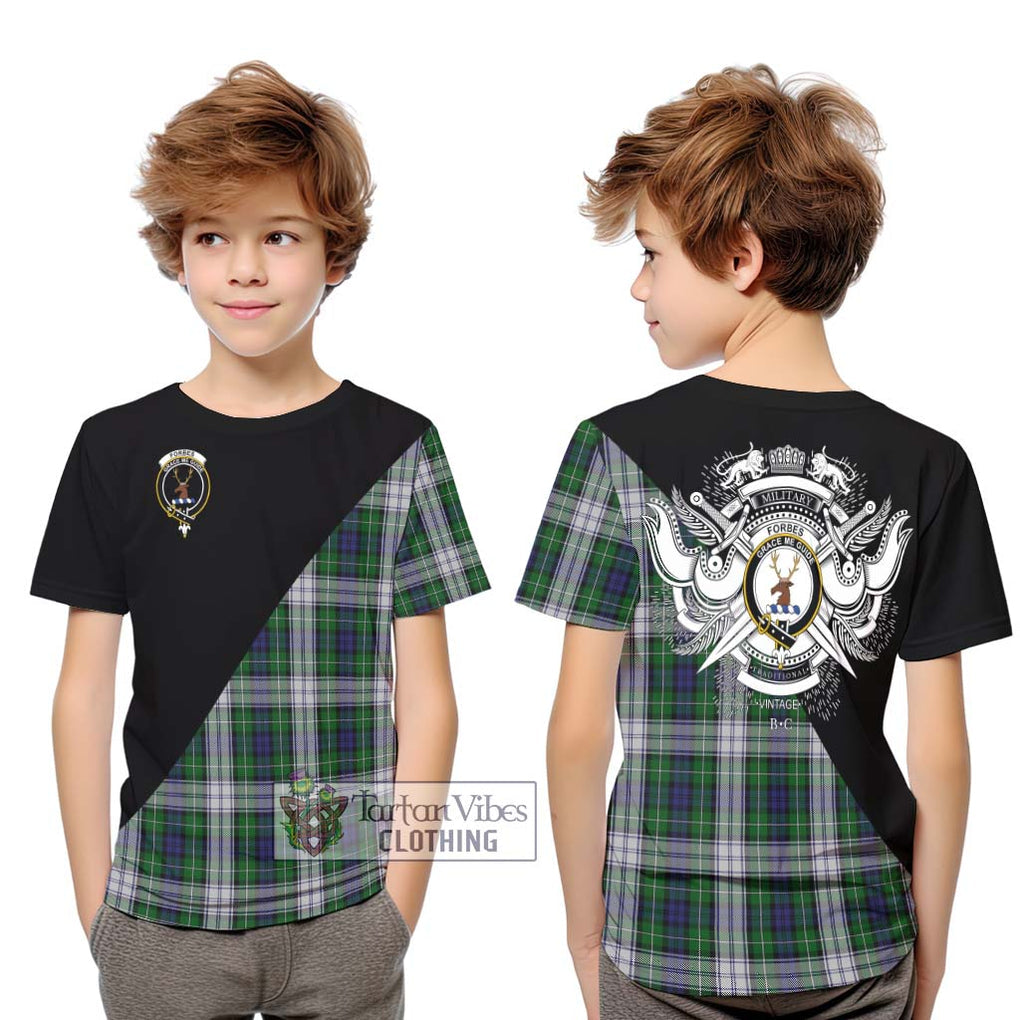 Forbes Dress Tartan Kid T-Shirt with Family Crest and Military Logo Style Youth XL Size14 - Tartanvibesclothing Shop