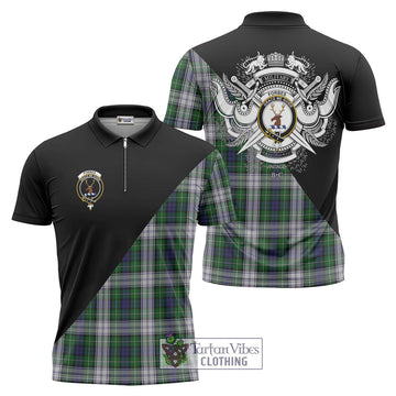 Forbes Dress Tartan Zipper Polo Shirt with Family Crest and Military Logo Style