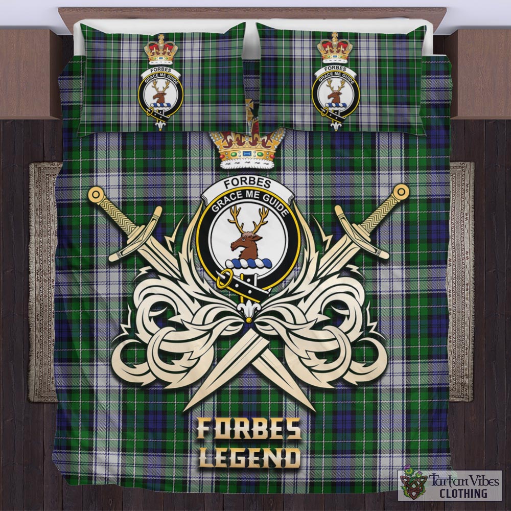 Tartan Vibes Clothing Forbes Dress Tartan Bedding Set with Clan Crest and the Golden Sword of Courageous Legacy