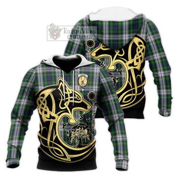 Forbes Dress Tartan Knitted Hoodie with Family Crest Celtic Wolf Style