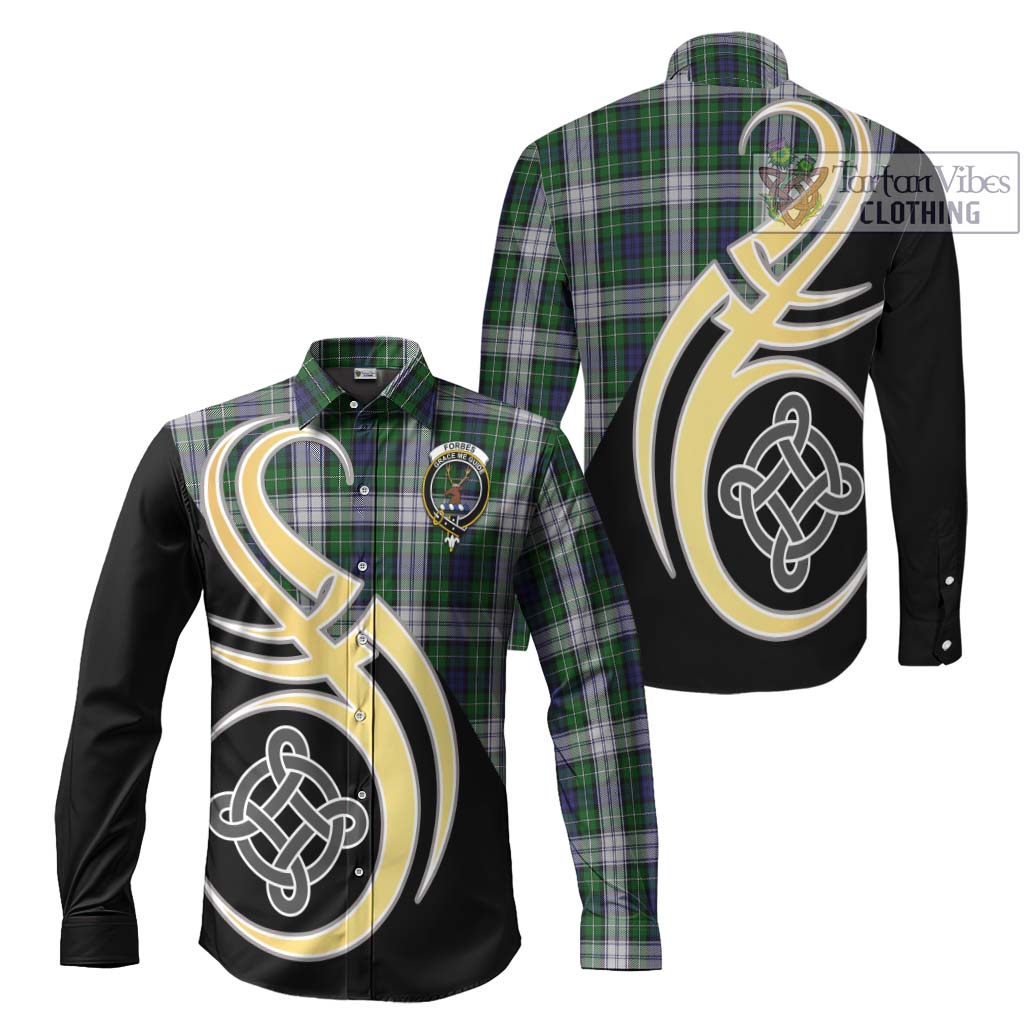 Forbes Dress Tartan Long Sleeve Button Shirt with Family Crest and Celtic Symbol Style Men's Shirt S - Tartan Vibes Clothing