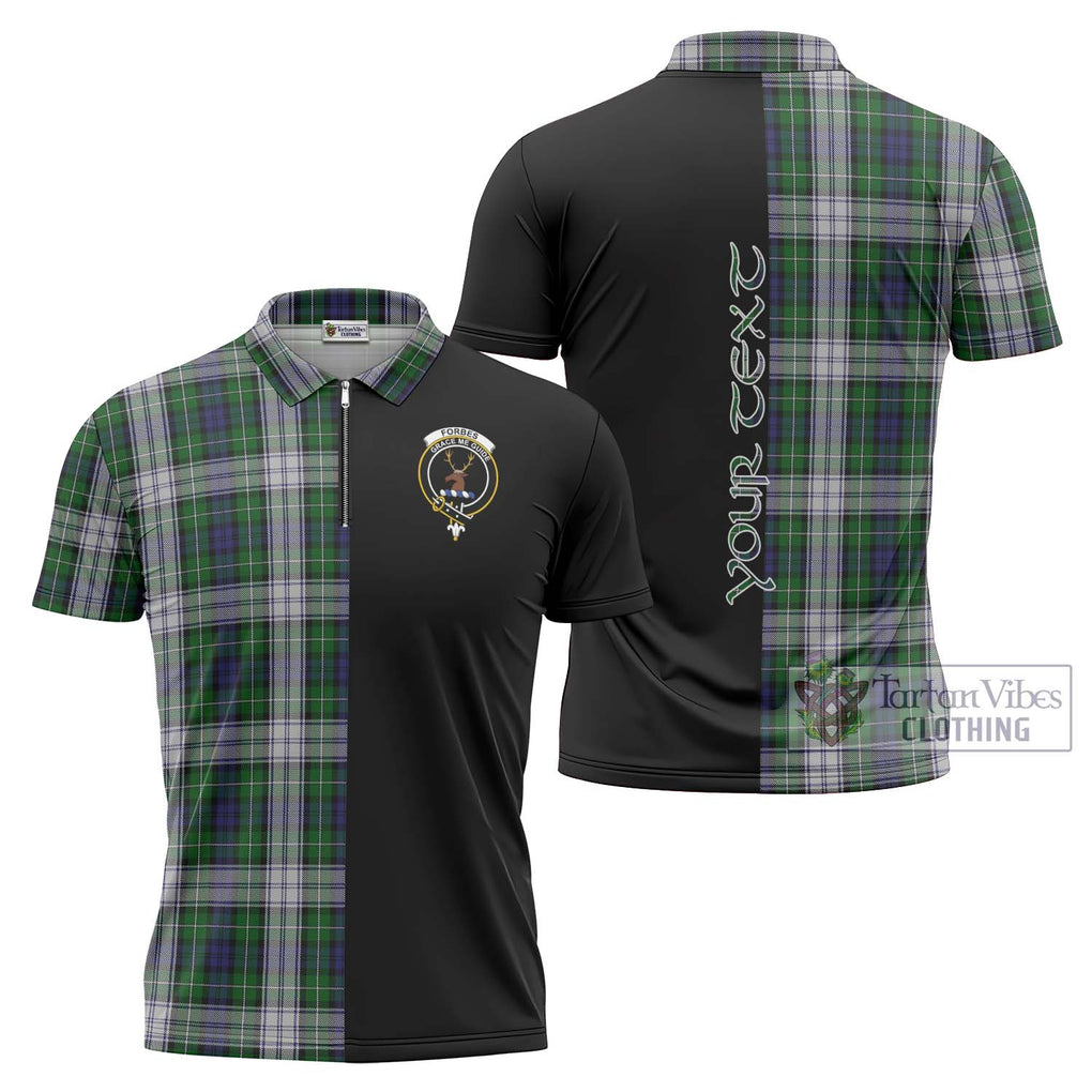 Forbes Dress Tartan Zipper Polo Shirt with Family Crest and Half Of Me Style Unisex - Tartanvibesclothing Shop