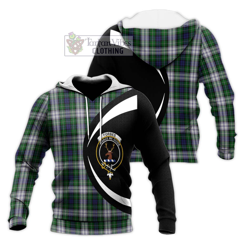 Forbes Dress Tartan Knitted Hoodie with Family Crest Circle Style Unisex Knitted Pullover Hoodie - Tartan Vibes Clothing