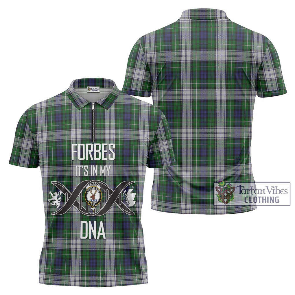 Forbes Dress Tartan Zipper Polo Shirt with Family Crest DNA In Me Style Unisex - Tartanvibesclothing Shop