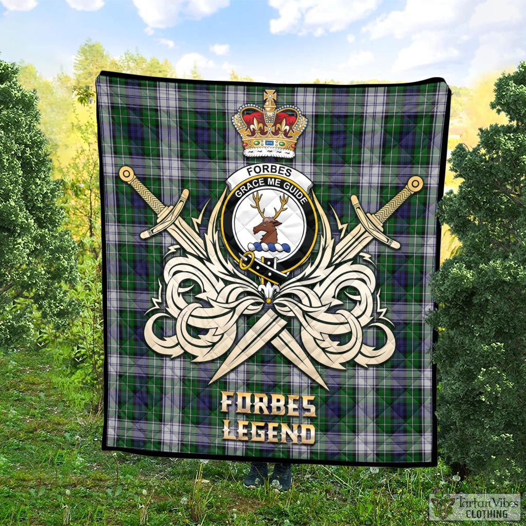 Tartan Vibes Clothing Forbes Dress Tartan Quilt with Clan Crest and the Golden Sword of Courageous Legacy