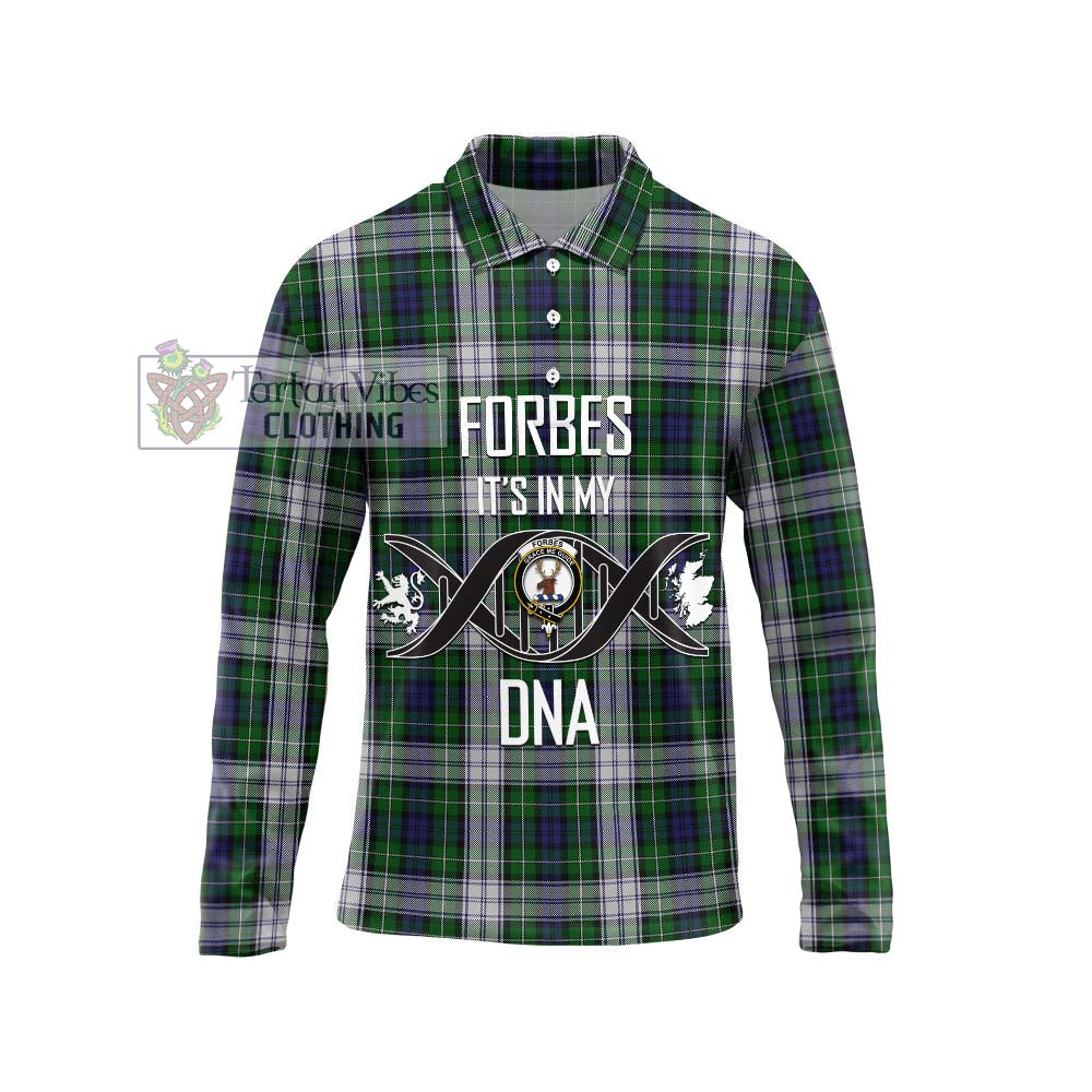 Forbes Dress Tartan Long Sleeve Polo Shirt with Family Crest DNA In Me Style Unisex - Tartanvibesclothing Shop