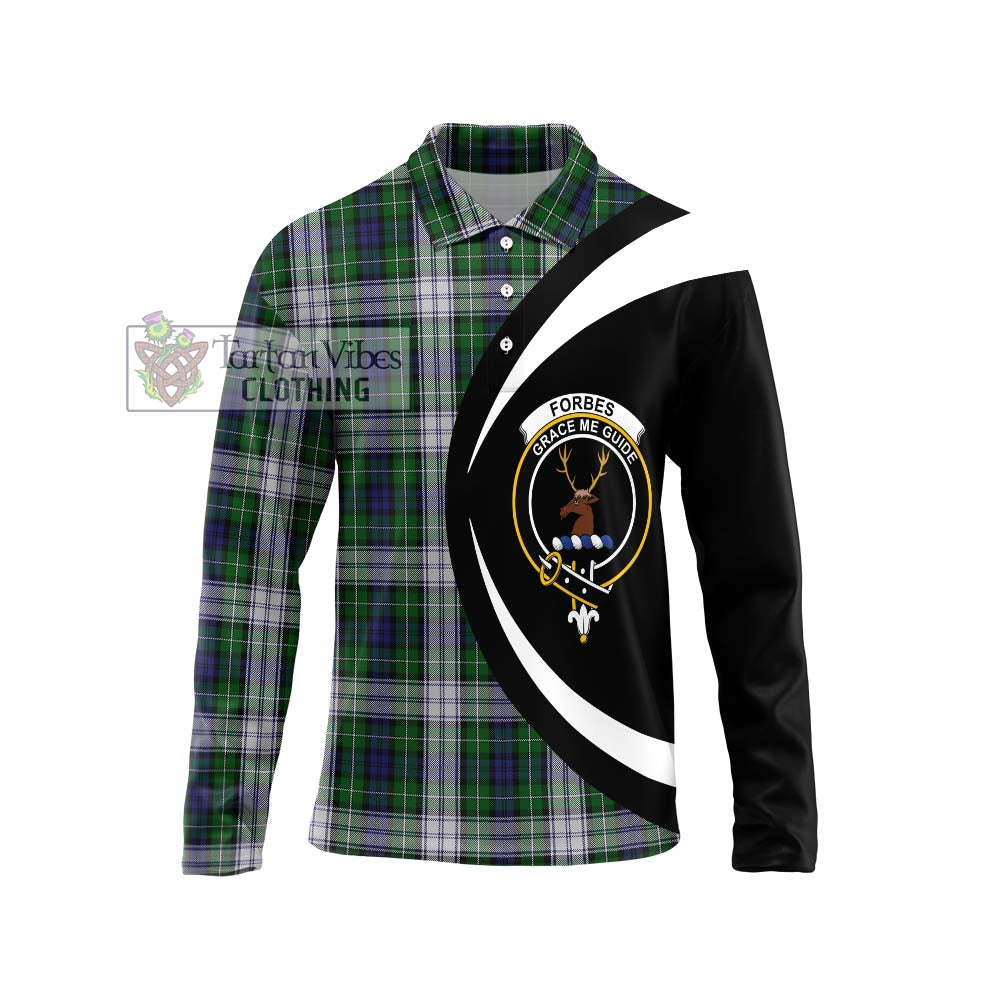 Forbes Dress Tartan Long Sleeve Polo Shirt with Family Crest Circle Style Unisex - Tartan Vibes Clothing