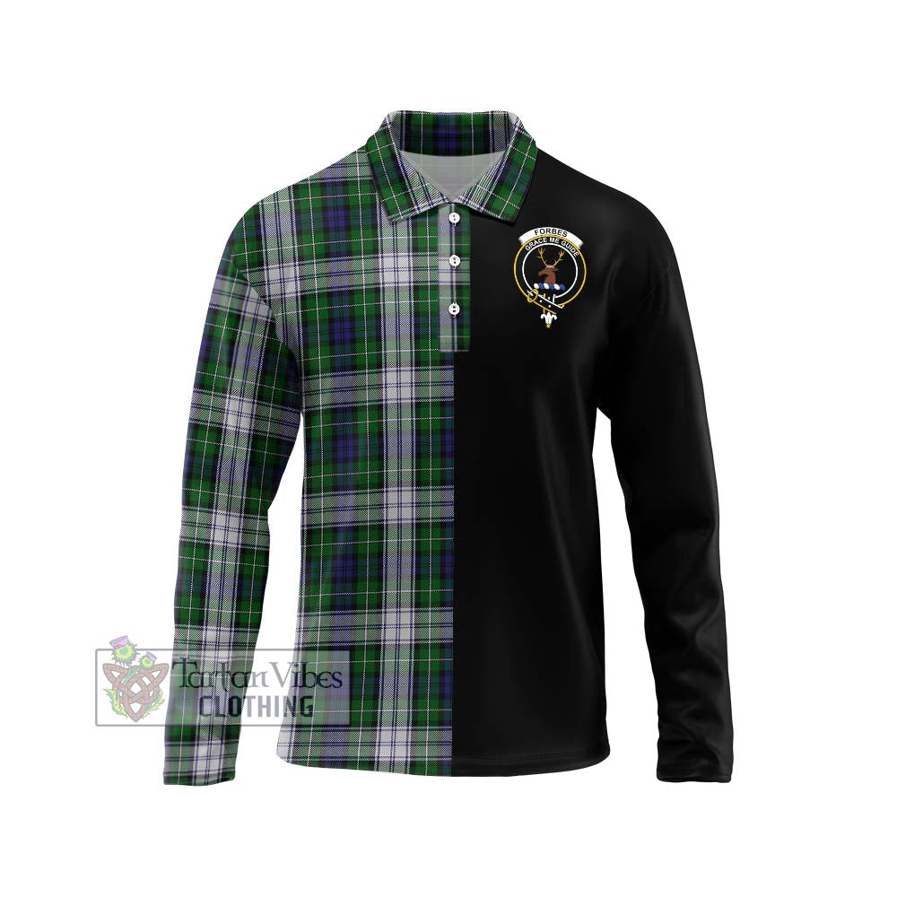 Forbes Dress Tartan Long Sleeve Polo Shirt with Family Crest and Half Of Me Style Unisex - Tartanvibesclothing Shop