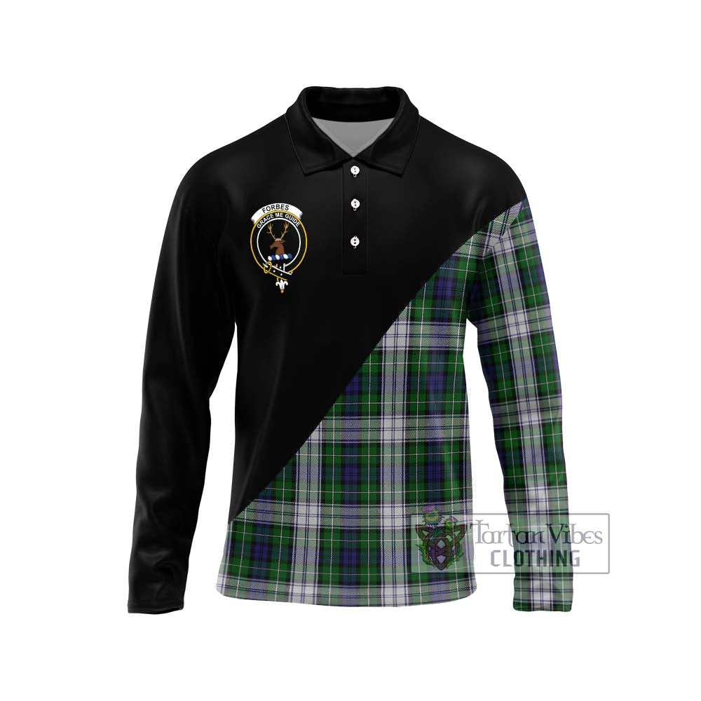 Forbes Dress Tartan Long Sleeve Polo Shirt with Family Crest and Military Logo Style Unisex - Tartanvibesclothing Shop