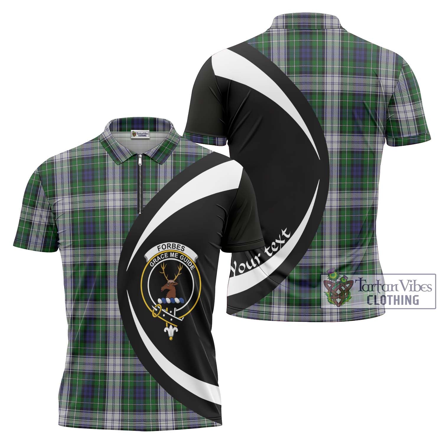 Tartan Vibes Clothing Forbes Dress Tartan Zipper Polo Shirt with Family Crest Circle Style