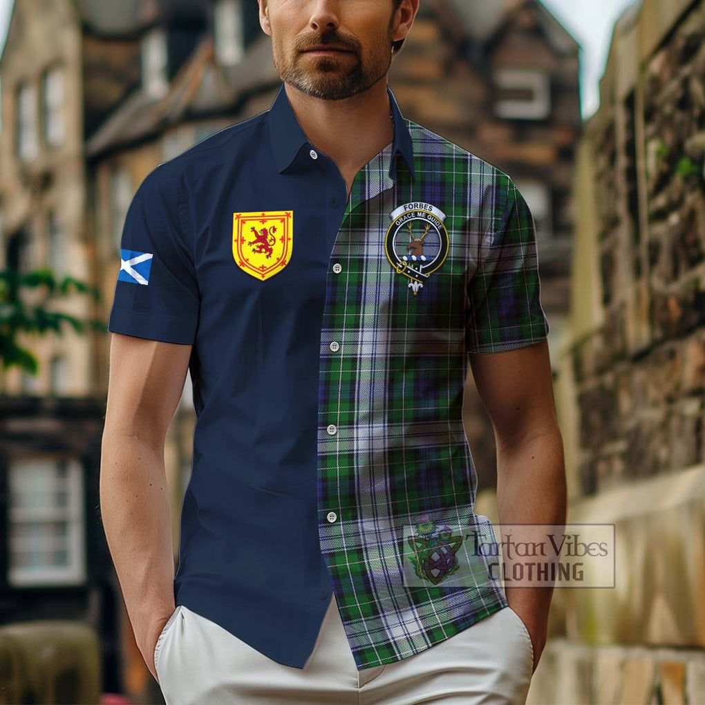 Tartan Vibes Clothing Forbes Dress Tartan Short Sleeve Button Shirt with Scottish Lion Royal Arm Half Style