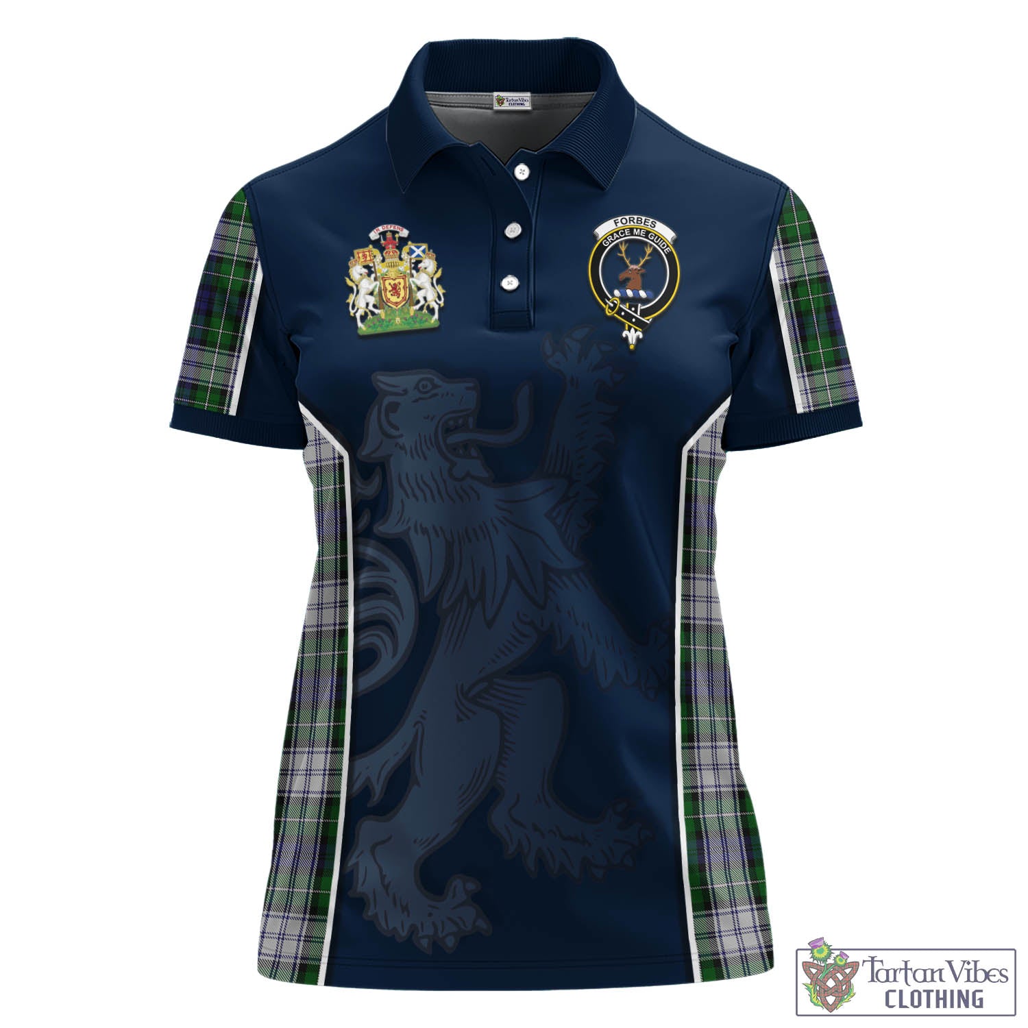 Forbes Dress Tartan Women's Polo Shirt with Family Crest and Lion Rampant Vibes Sport Style - Tartan Vibes Clothing