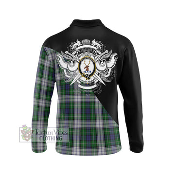 Forbes Dress Tartan Long Sleeve Polo Shirt with Family Crest and Military Logo Style