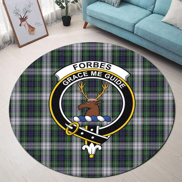 Forbes Dress Tartan Round Rug with Family Crest