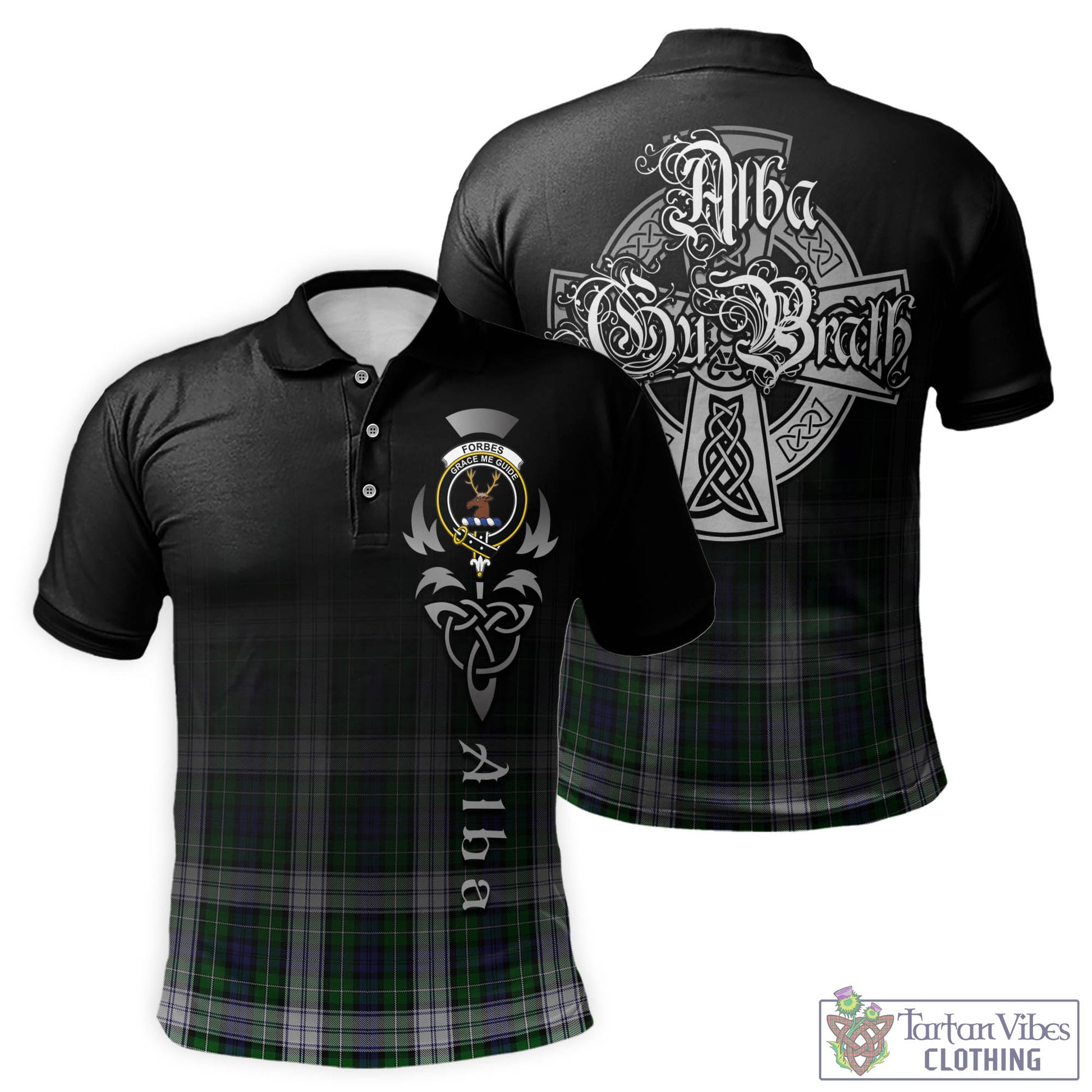 Tartan Vibes Clothing Forbes Dress Tartan Polo Shirt Featuring Alba Gu Brath Family Crest Celtic Inspired