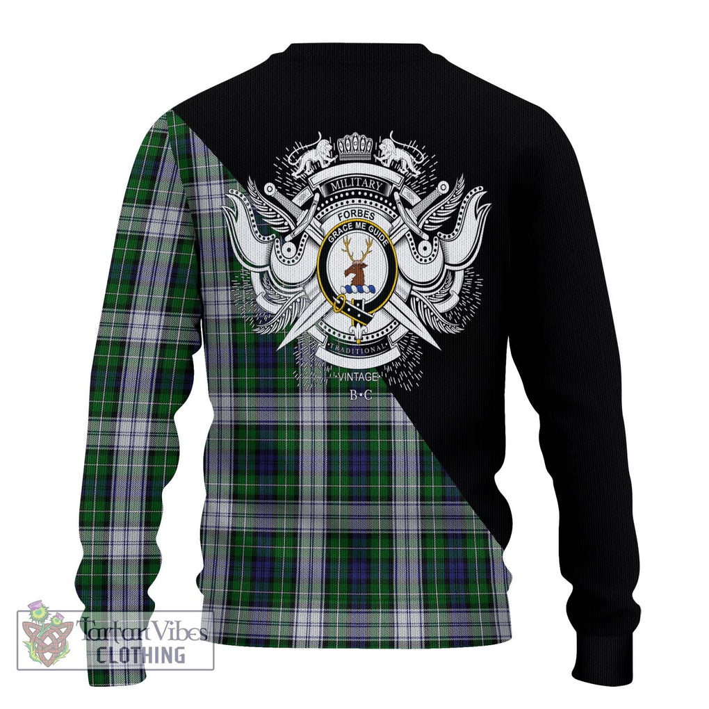 Forbes Dress Tartan Knitted Sweater with Family Crest and Military Logo Style - Tartanvibesclothing Shop