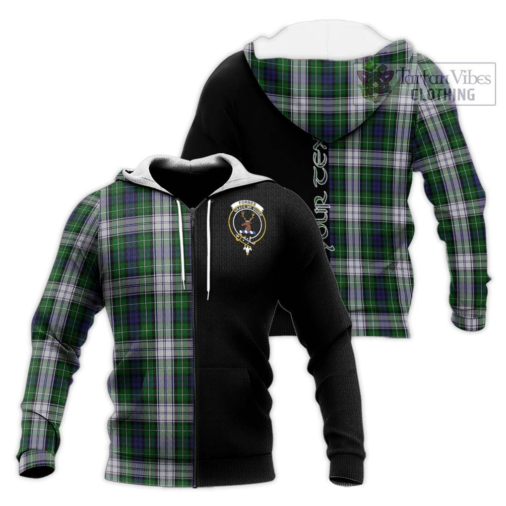 Forbes Dress Tartan Knitted Hoodie with Family Crest and Half Of Me Style Unisex Knitted Zip Hoodie - Tartanvibesclothing Shop