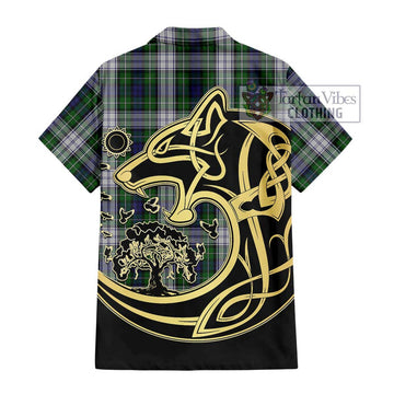 Forbes Dress Tartan Short Sleeve Button Shirt with Family Crest Celtic Wolf Style