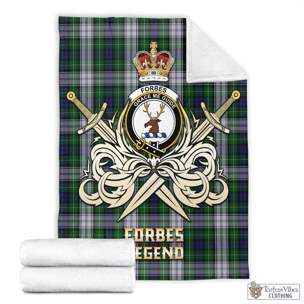 Tartan Vibes Clothing Forbes Dress Tartan Blanket with Clan Crest and the Golden Sword of Courageous Legacy