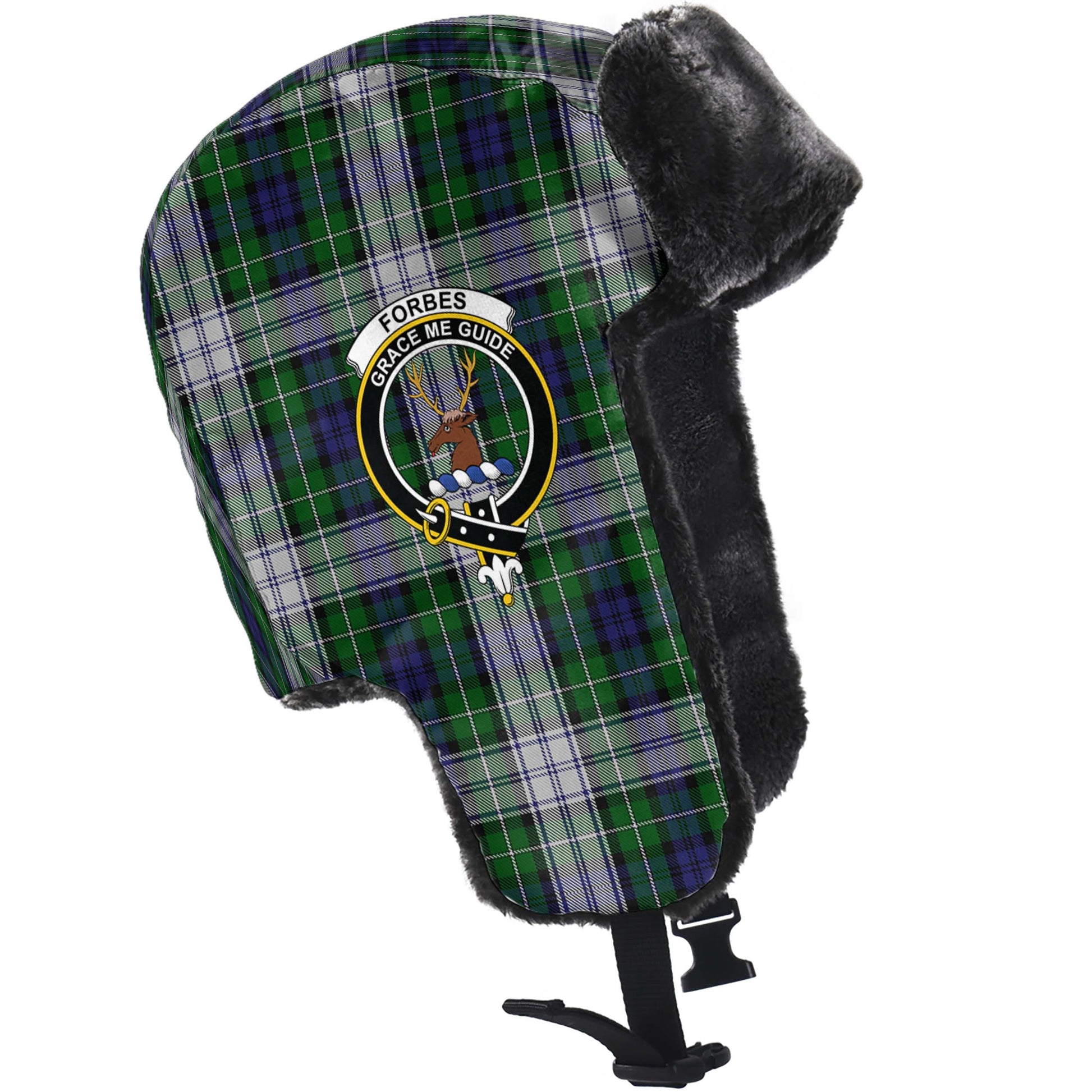 Forbes Dress Tartan Winter Trapper Hat with Family Crest - Tartanvibesclothing