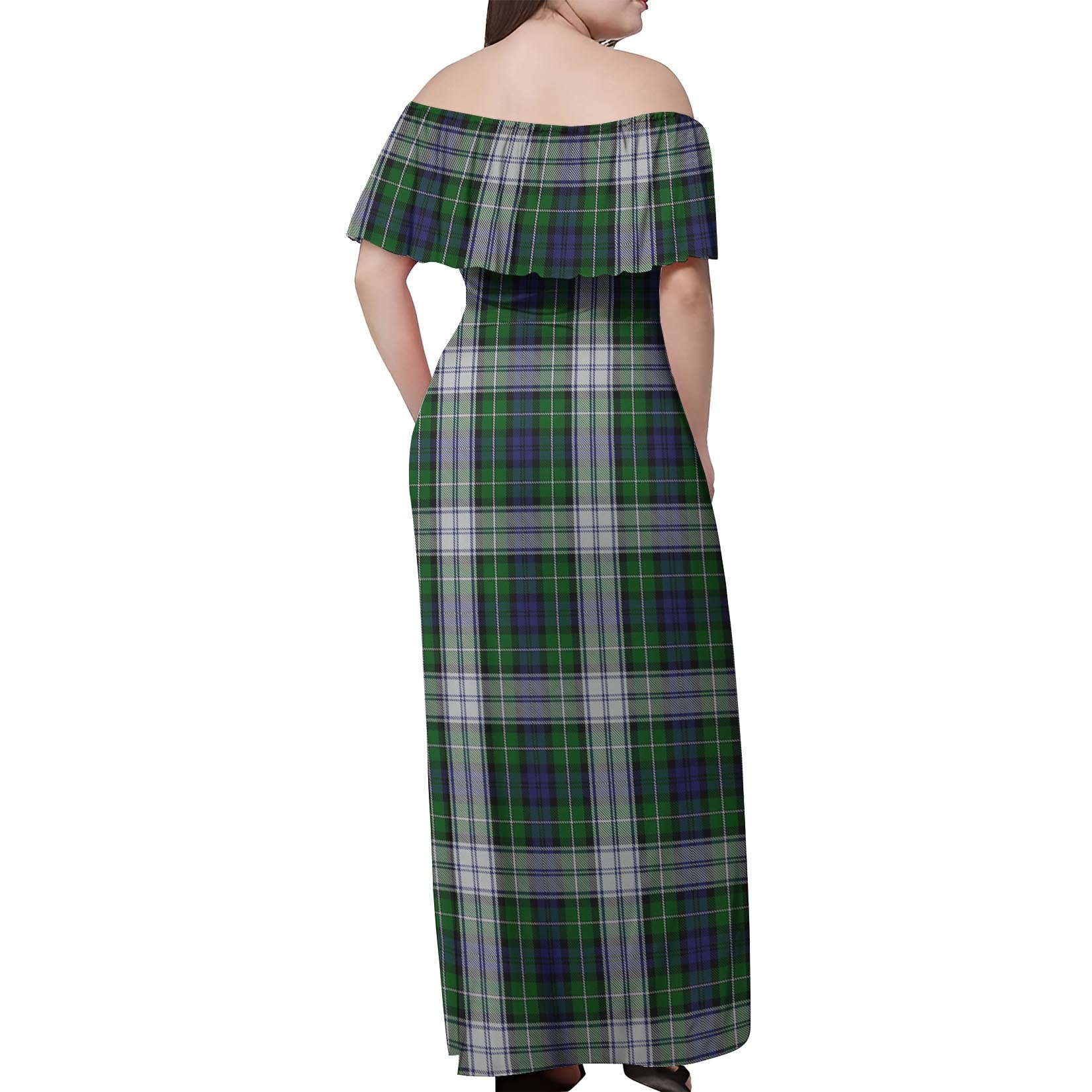 Forbes Dress Tartan Off Shoulder Long Dress - Tartanvibesclothing