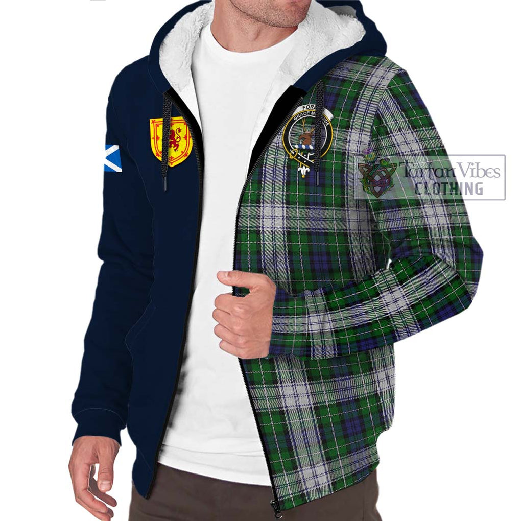 Tartan Vibes Clothing Forbes Dress Tartan Sherpa Hoodie with Scottish Lion Royal Arm Half Style