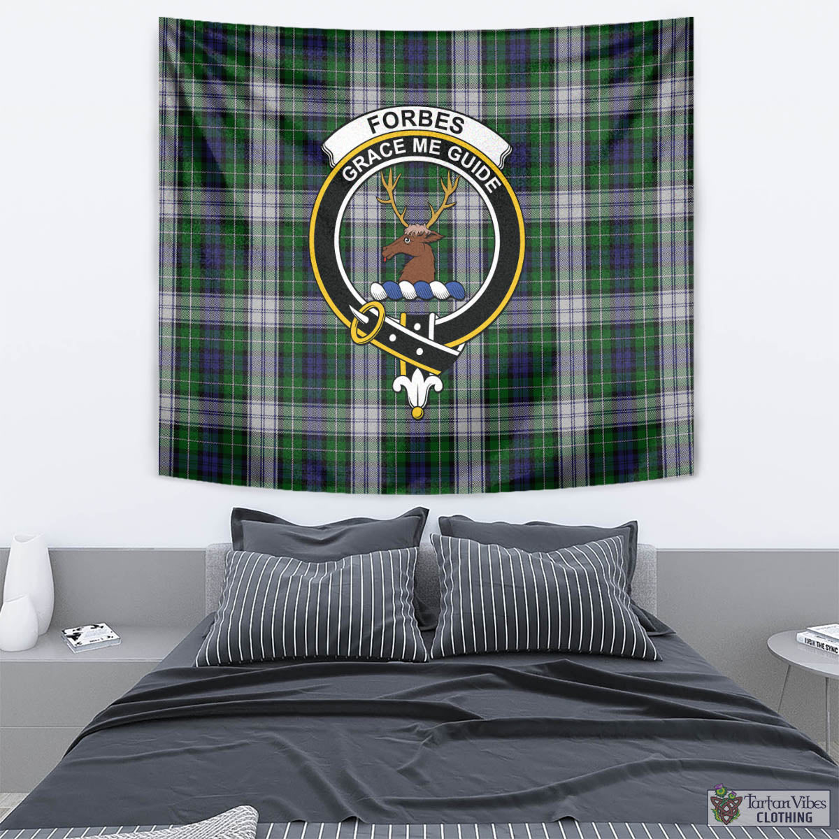 Tartan Vibes Clothing Forbes Dress Tartan Tapestry Wall Hanging and Home Decor for Room with Family Crest