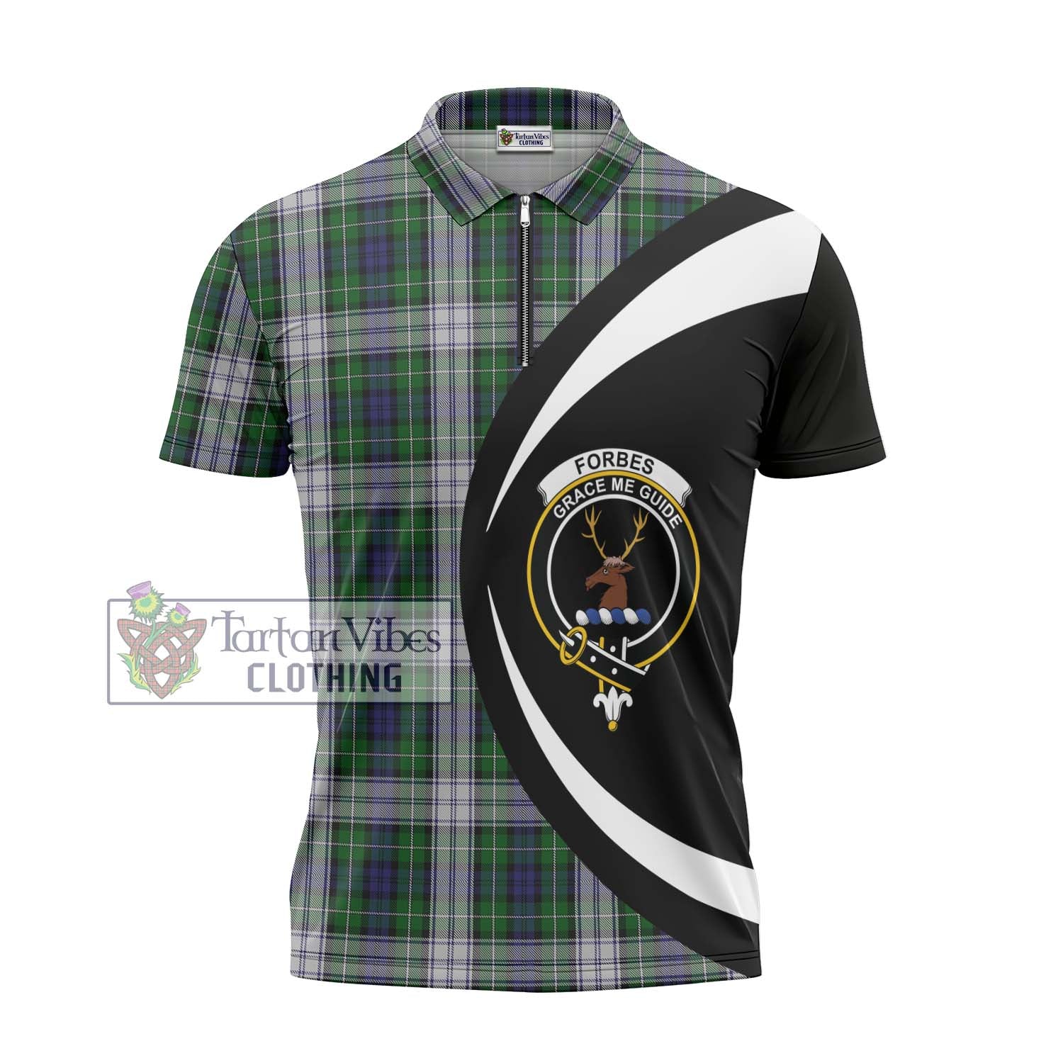 Tartan Vibes Clothing Forbes Dress Tartan Zipper Polo Shirt with Family Crest Circle Style