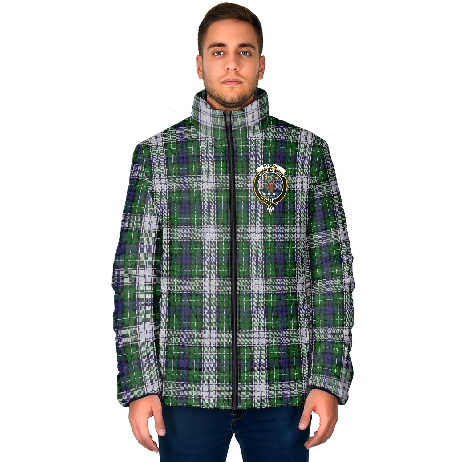 Forbes Dress Tartan Padded Jacket with Family Crest - Tartan Vibes Clothing