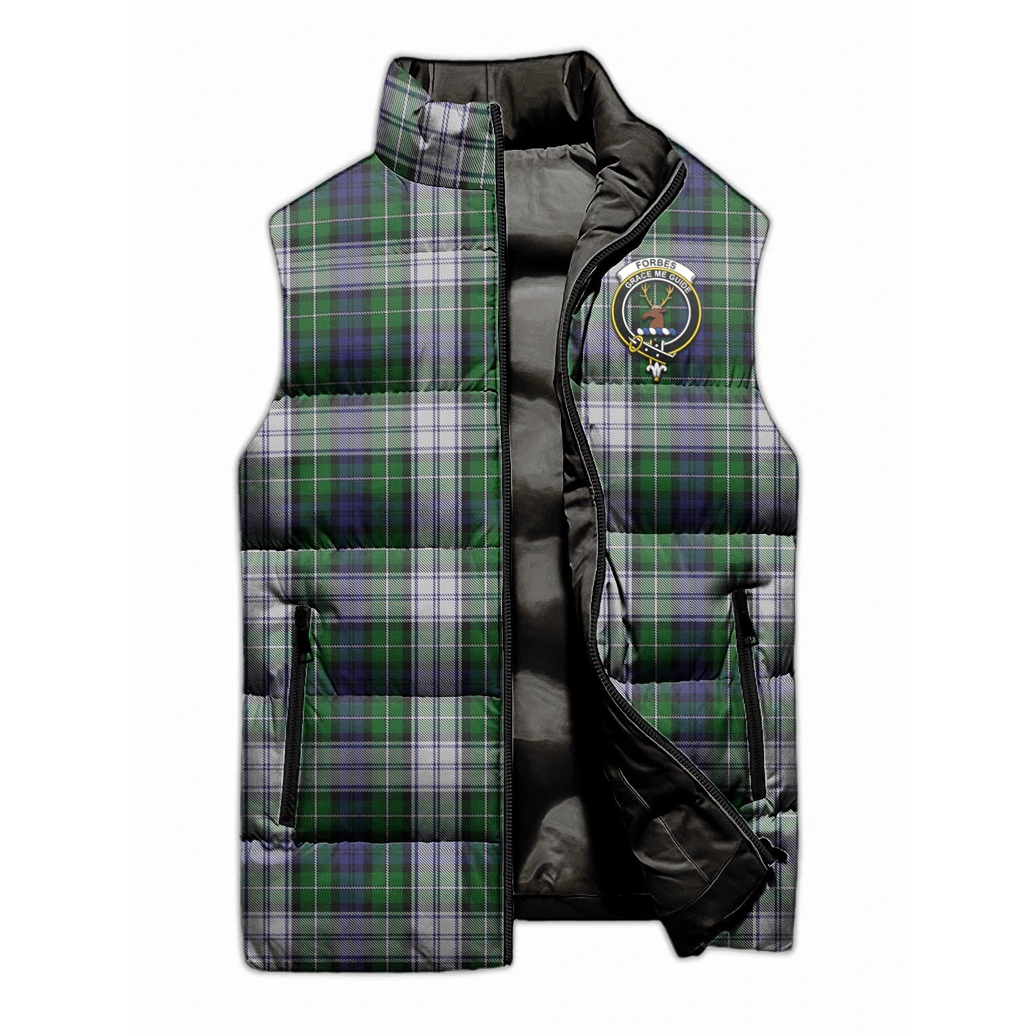 Forbes Dress Tartan Sleeveless Puffer Jacket with Family Crest - Tartanvibesclothing