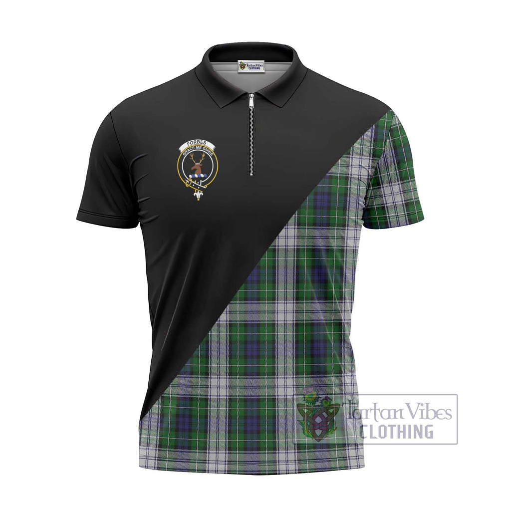 Forbes Dress Tartan Zipper Polo Shirt with Family Crest and Military Logo Style - Tartanvibesclothing Shop