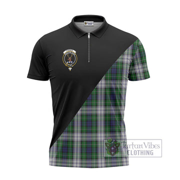 Forbes Dress Tartan Zipper Polo Shirt with Family Crest and Military Logo Style