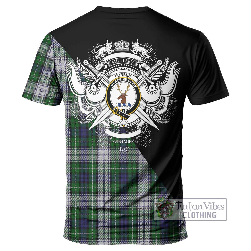 Forbes Dress Tartan T-Shirt with Family Crest and Military Logo Style - Tartanvibesclothing Shop