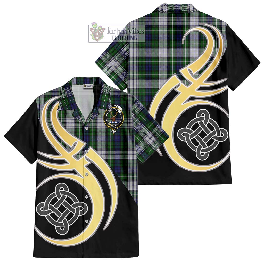 Forbes Dress Tartan Short Sleeve Button Shirt with Family Crest and Celtic Symbol Style - Tartan Vibes Clothing