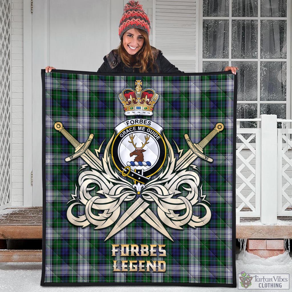 Tartan Vibes Clothing Forbes Dress Tartan Quilt with Clan Crest and the Golden Sword of Courageous Legacy