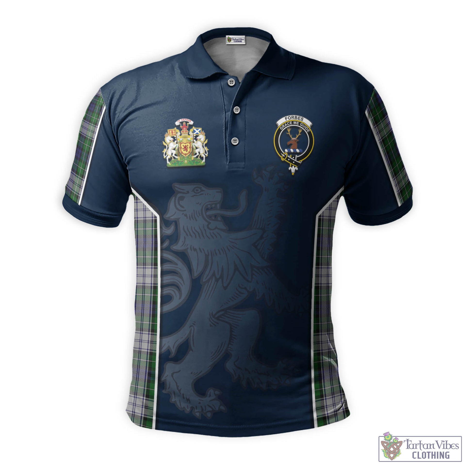 Tartan Vibes Clothing Forbes Dress Tartan Men's Polo Shirt with Family Crest and Lion Rampant Vibes Sport Style