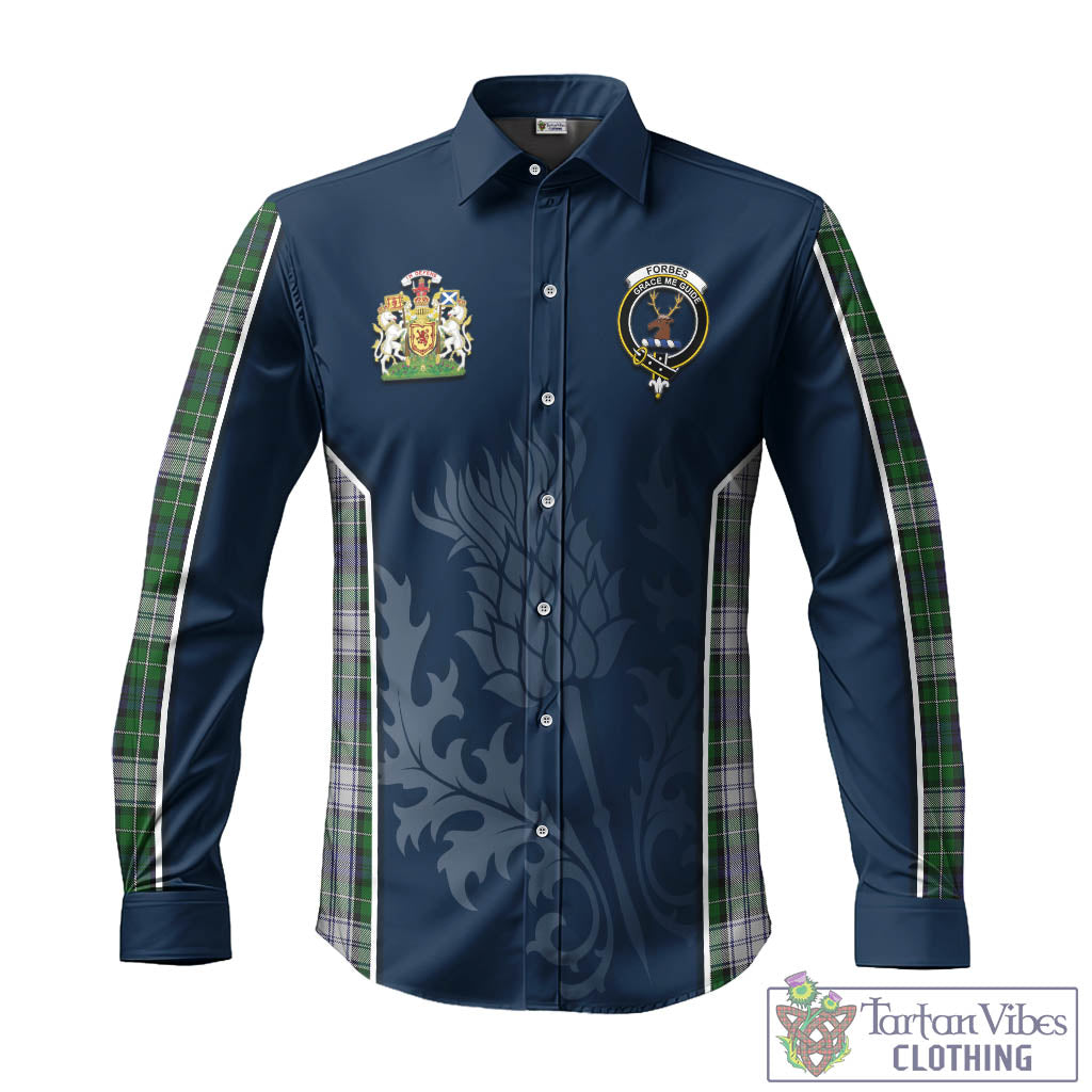 Tartan Vibes Clothing Forbes Dress Tartan Long Sleeve Button Up Shirt with Family Crest and Scottish Thistle Vibes Sport Style