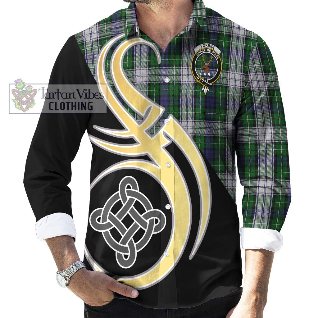 Forbes Dress Tartan Long Sleeve Button Shirt with Family Crest and Celtic Symbol Style - Tartan Vibes Clothing