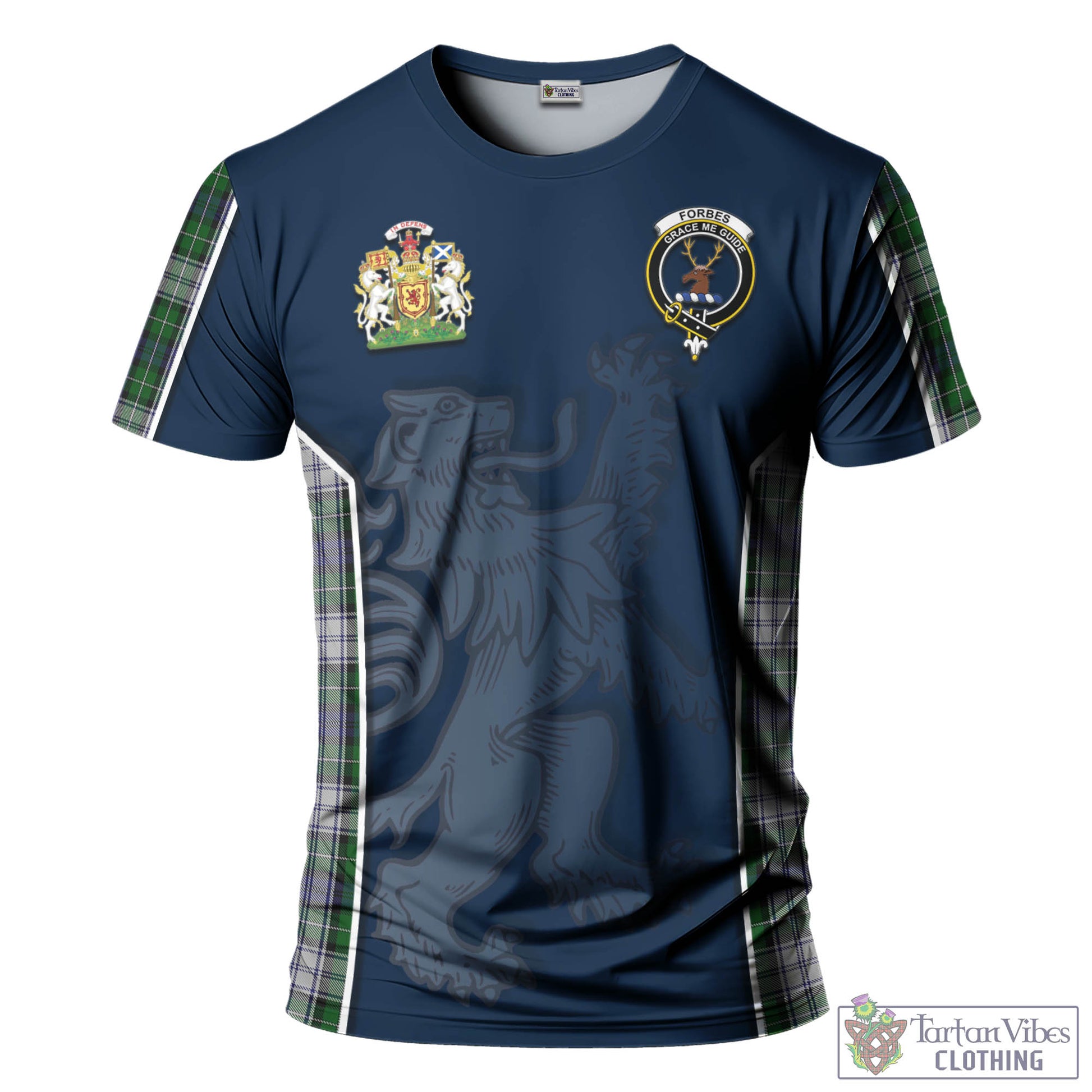 Tartan Vibes Clothing Forbes Dress Tartan T-Shirt with Family Crest and Lion Rampant Vibes Sport Style